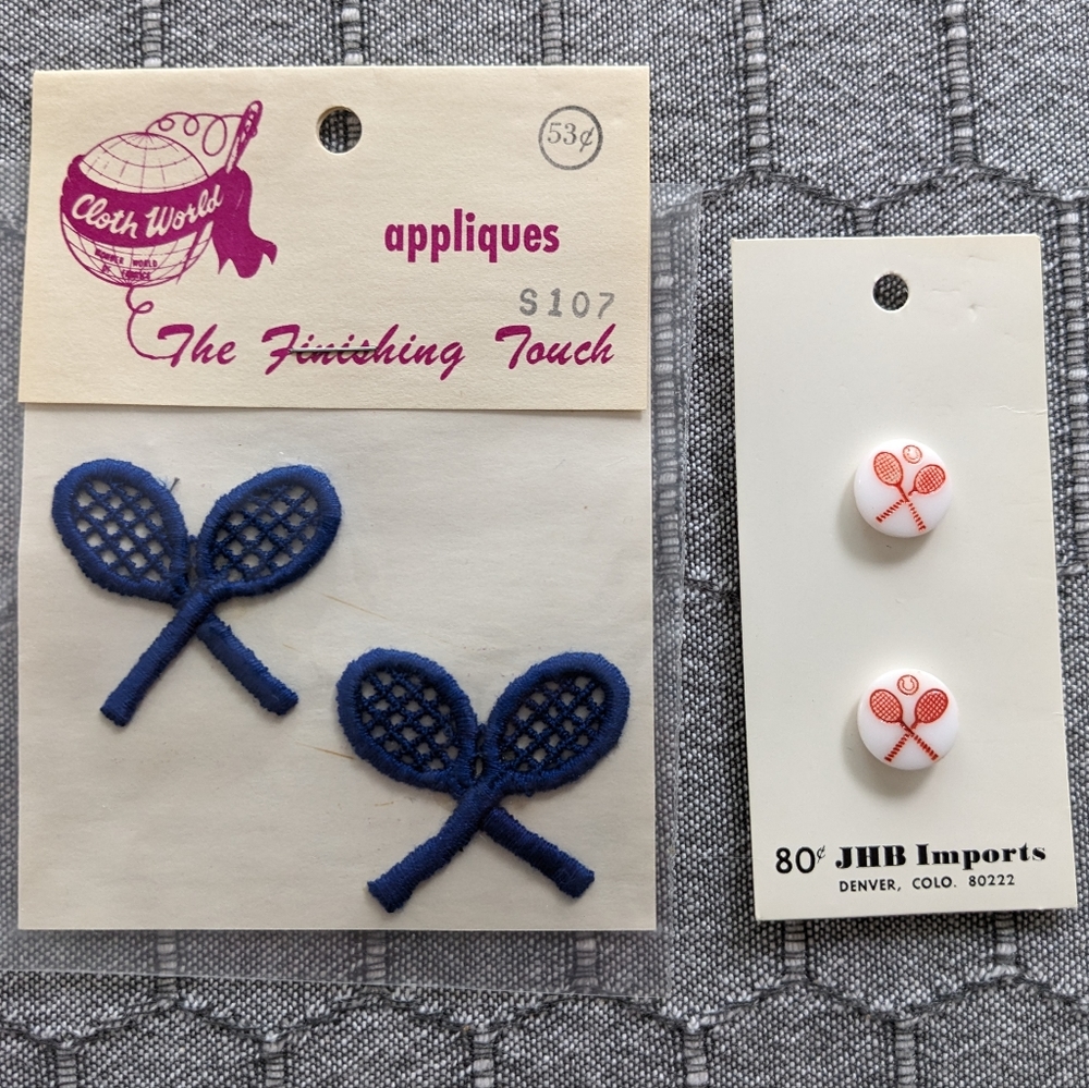 Vintage Tennis racquet Sewing appliques buttons Rackets deadst…